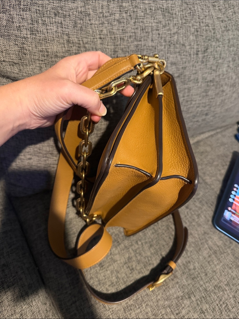 Coach Chain Tabby Shoulder Bag 26 Honey Brown - Picture 6 of 17